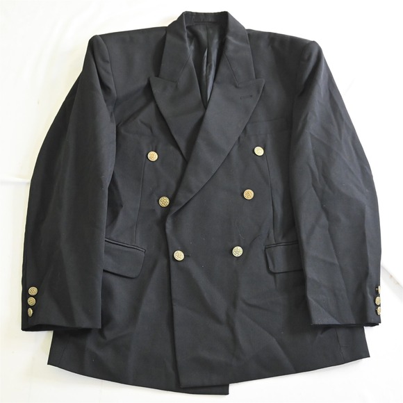 Vtg Protocol 40S Black Gold Button Double Breasted Jacket Sport Coat‎